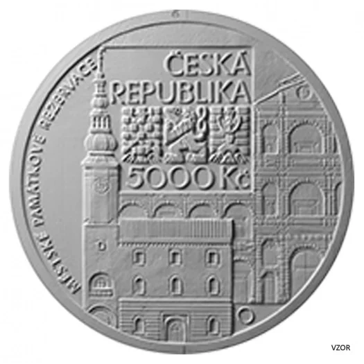 Autor: Česká mincovna, a.s. Vzor zlaté pamětní mince v nominální hodnotě 5000 Kč s názvem "Městská památková rezervace Moravská Třebová". (1. 10. 2024)