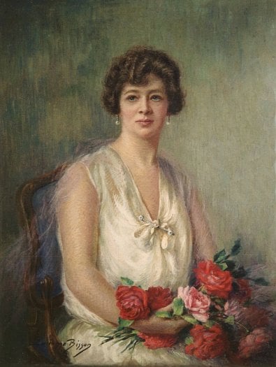 Lucienne Bisson portrét Madame Griffon pastel okolo 1930