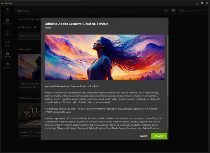 Autor: Matěj Vlk Nabídka Nvidie na Adobe CC