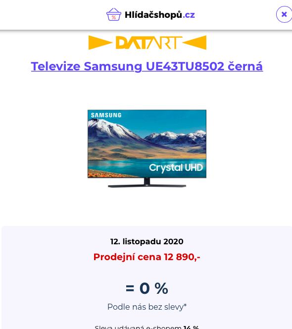 Rozdíl ve slevách na Datart.cz