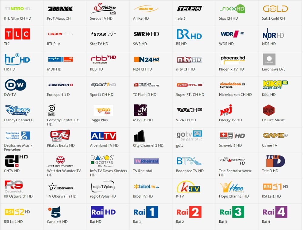 Swisscom TV Air - přehled programů Francais+