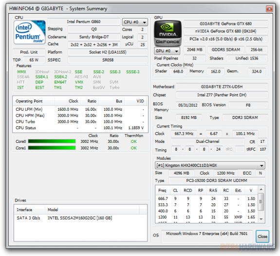 Pentium G860: detekce a testy