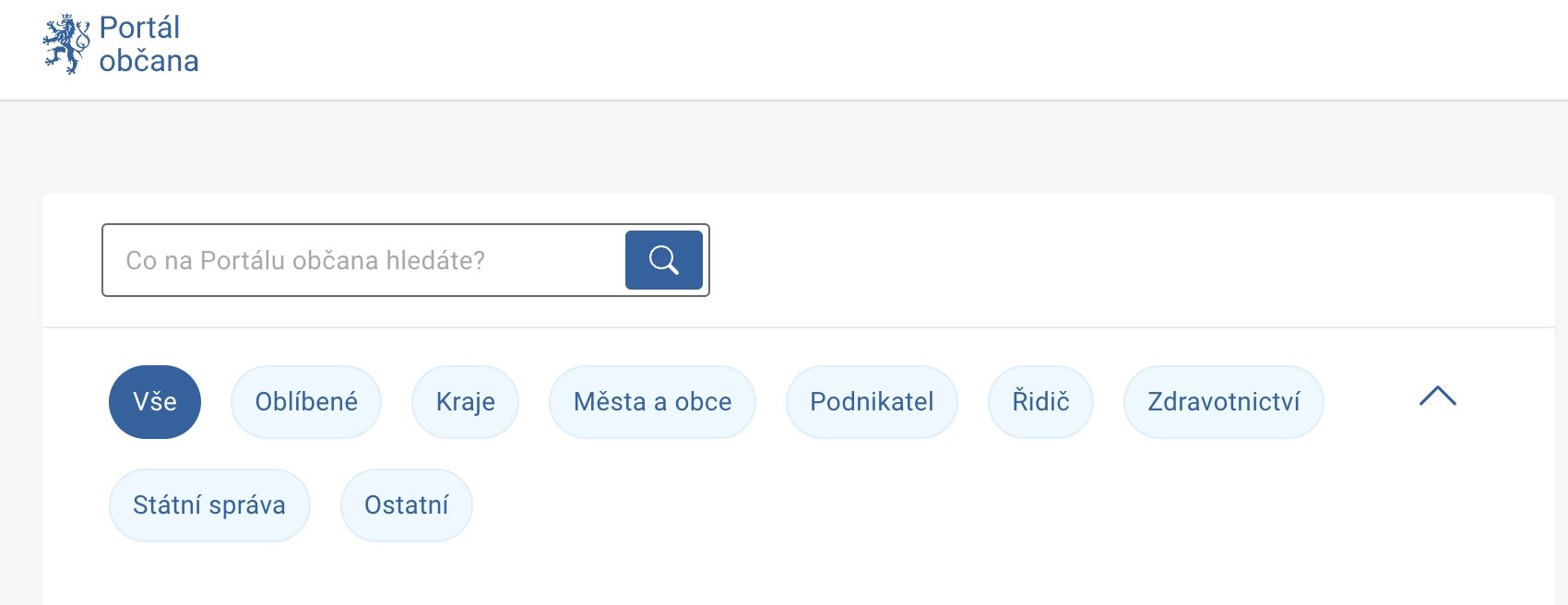 Portál občana - rozdělení na blasti