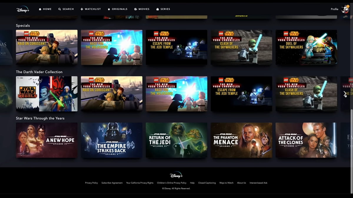 Star Wars v Disney+