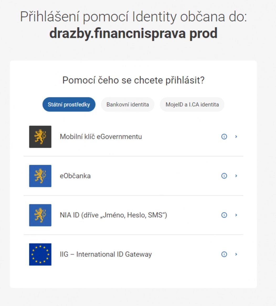 Přihlášení pomocí Identity občana - možnosti
