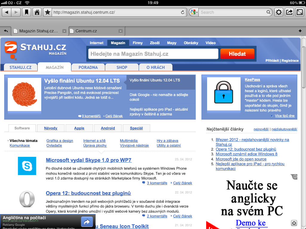 Mercury Browser nabízí především pokročilé funkce a pohodlné ovládání i v celoobrazovkovém režimu