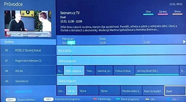 Stanice Seznam.cz TV má programovou nabídku dělanou opravdu důkladně. Nad ní vidíte HbbTV kanál Seznamu.