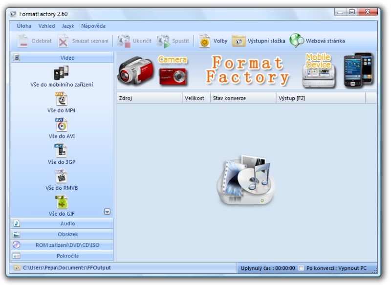 <p>Format Factory nabízí přehledné a čisté uživatelské rozhraní</p>