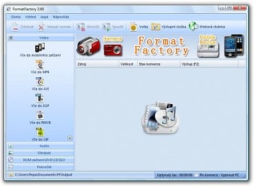 <p>Format Factory nabízí přehledné a čisté uživatelské rozhraní</p>