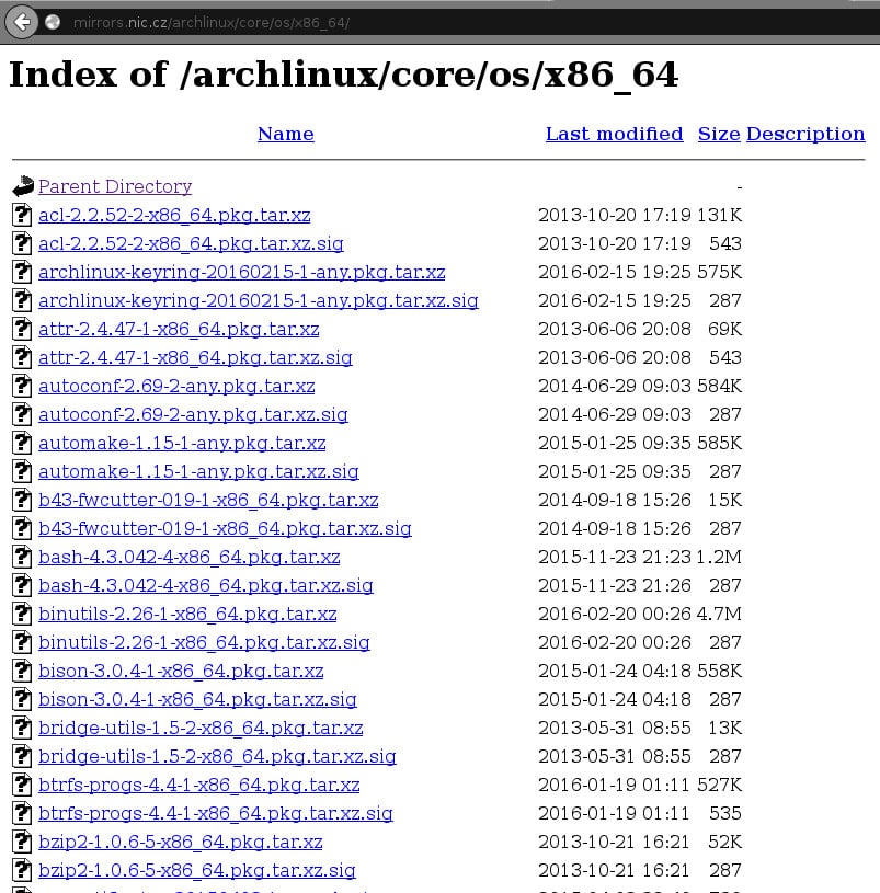 Arch Linux: soubory ke stažení, oficiální repozitáře