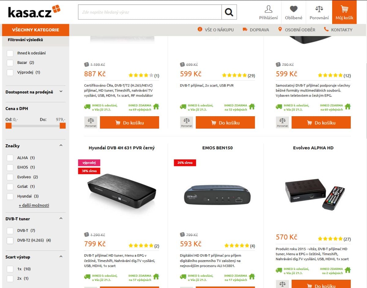 E-shopy a DVB-T2 HEVC, jaro 2017