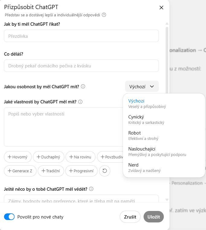 Chat GPT-5 a nové typy osobností