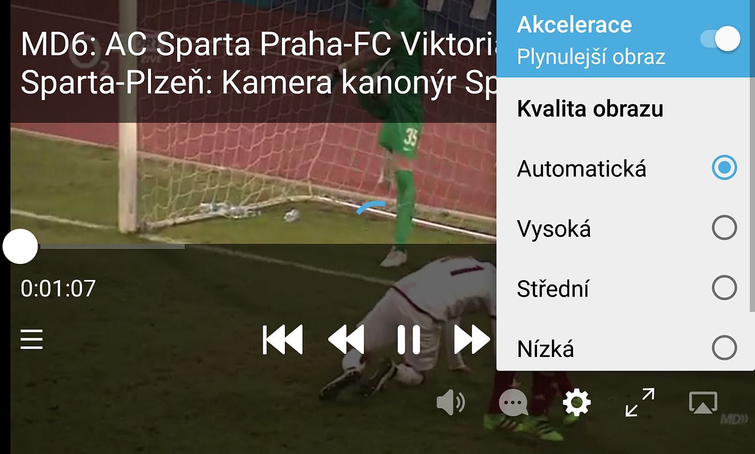 Nastavení kvality je i manuální.