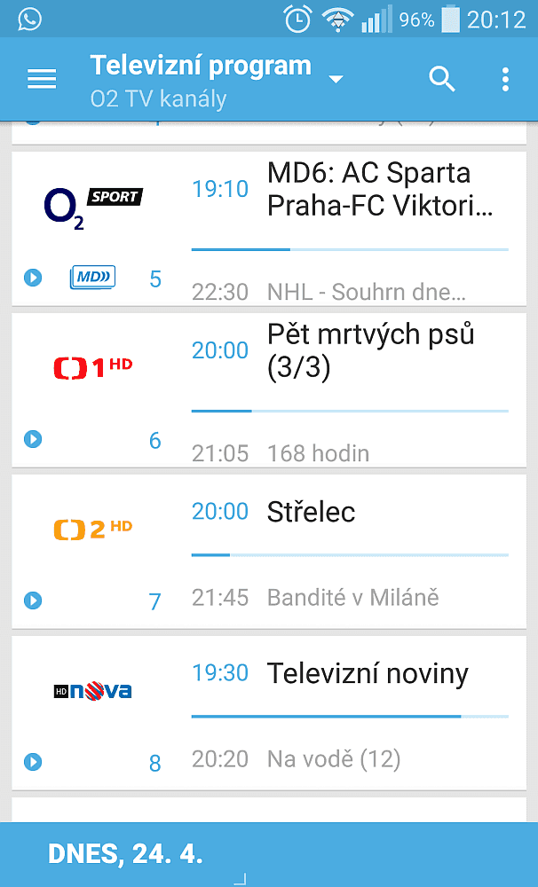 Televizní program O2 TV.