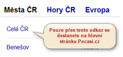 Obrázek ukazuje jak se dostat zpět na domovskou stránku pocasi.cz