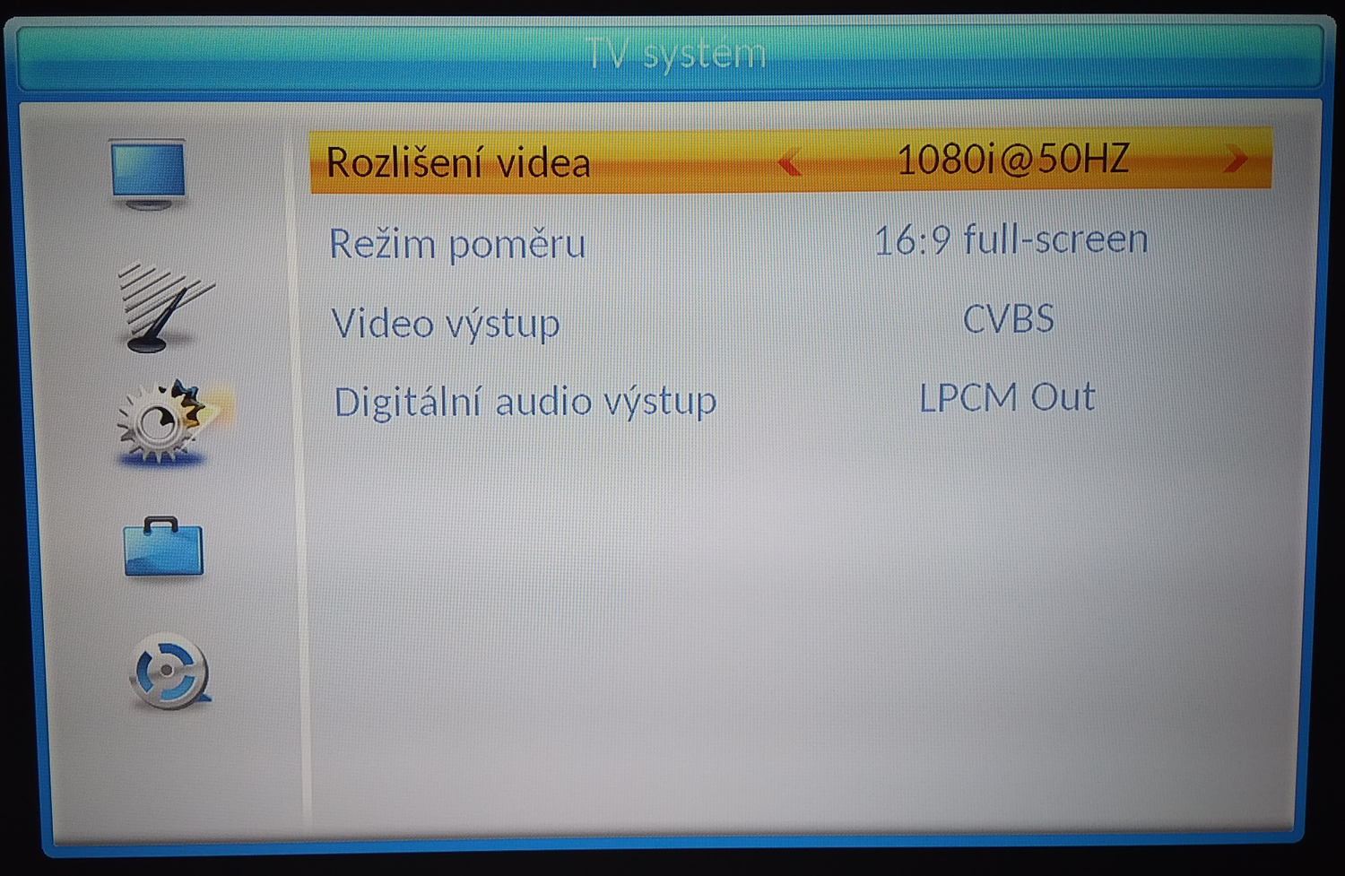 Evolveo Gamma T2 - hlavní menu