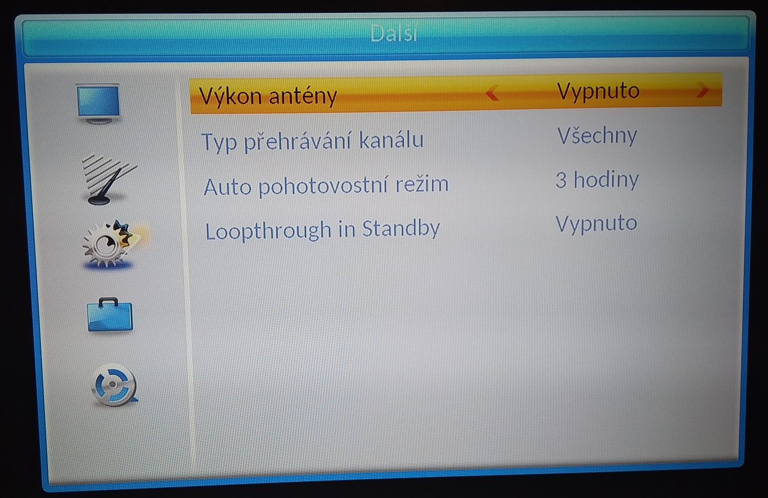 Evolveo Gamma T2 - hlavní menu