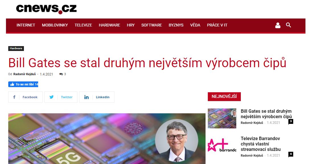 Čipy Billa Gatese prošly podle portálu modernizací, aby odolaly rušení aluminiovou fólií.