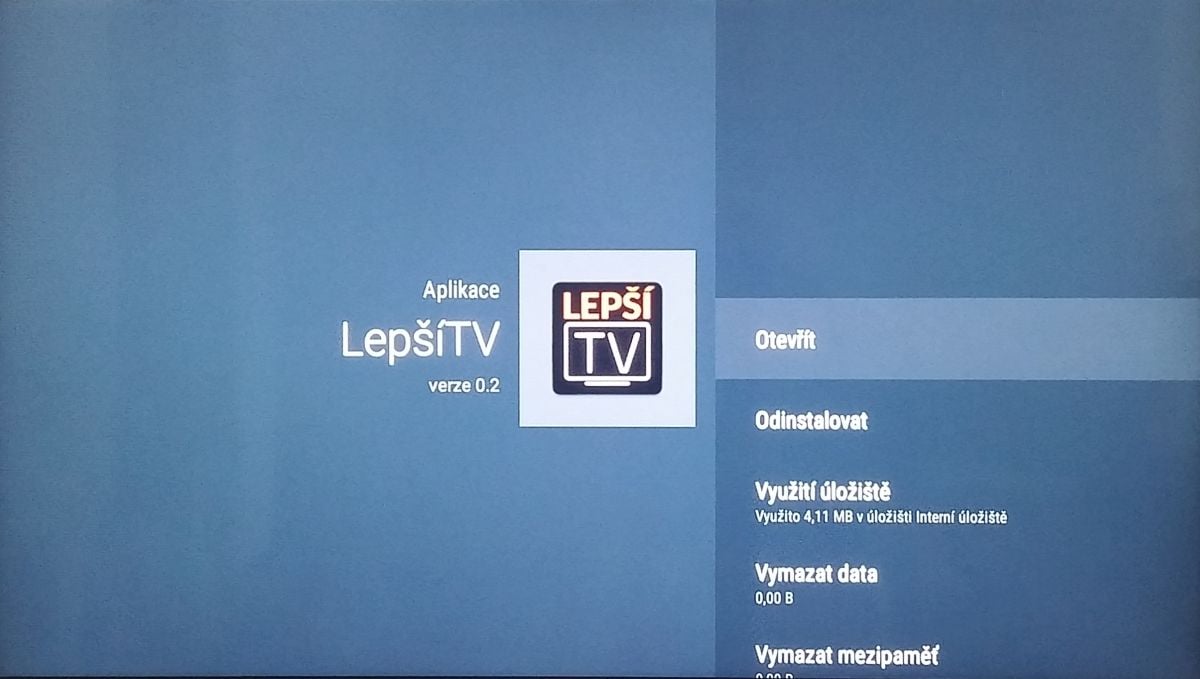 Sony KD-49XD8305 - spuštění aplikace Lepší.TV