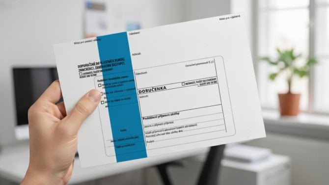 Obálka s modrým pruhem