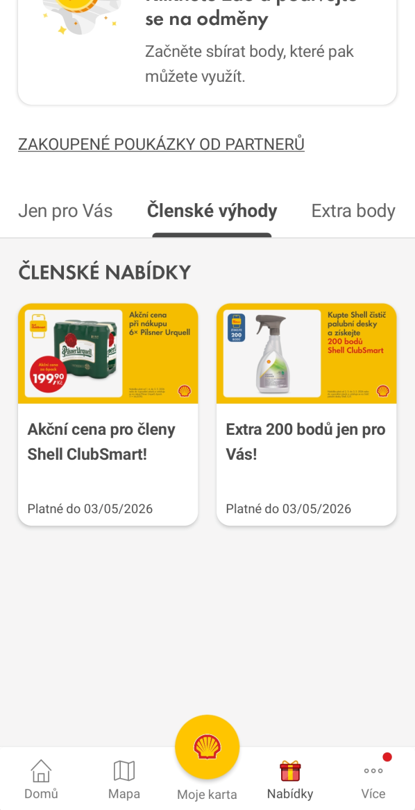 Ukázka věrnostní aplikace Shell.