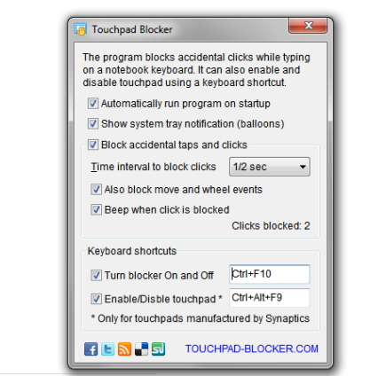 Pomocí Touchpad Blocker deaktivujete touchpad Synaptics