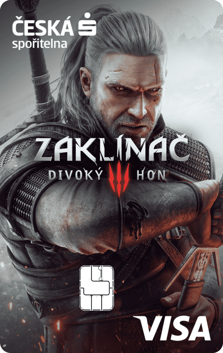 Platební karta s motivem hry Zaklínač.