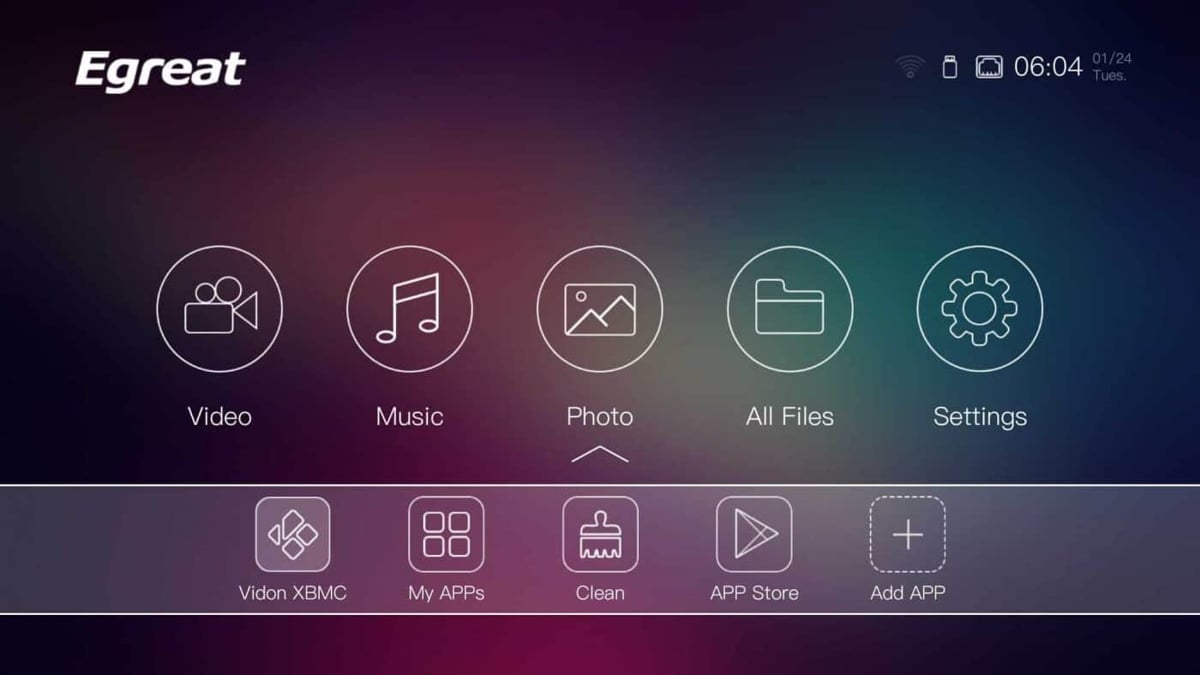 Uživatelské rozhraní Egreat M15