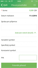 Přehled transakcí v aplikaci Kreditka.
