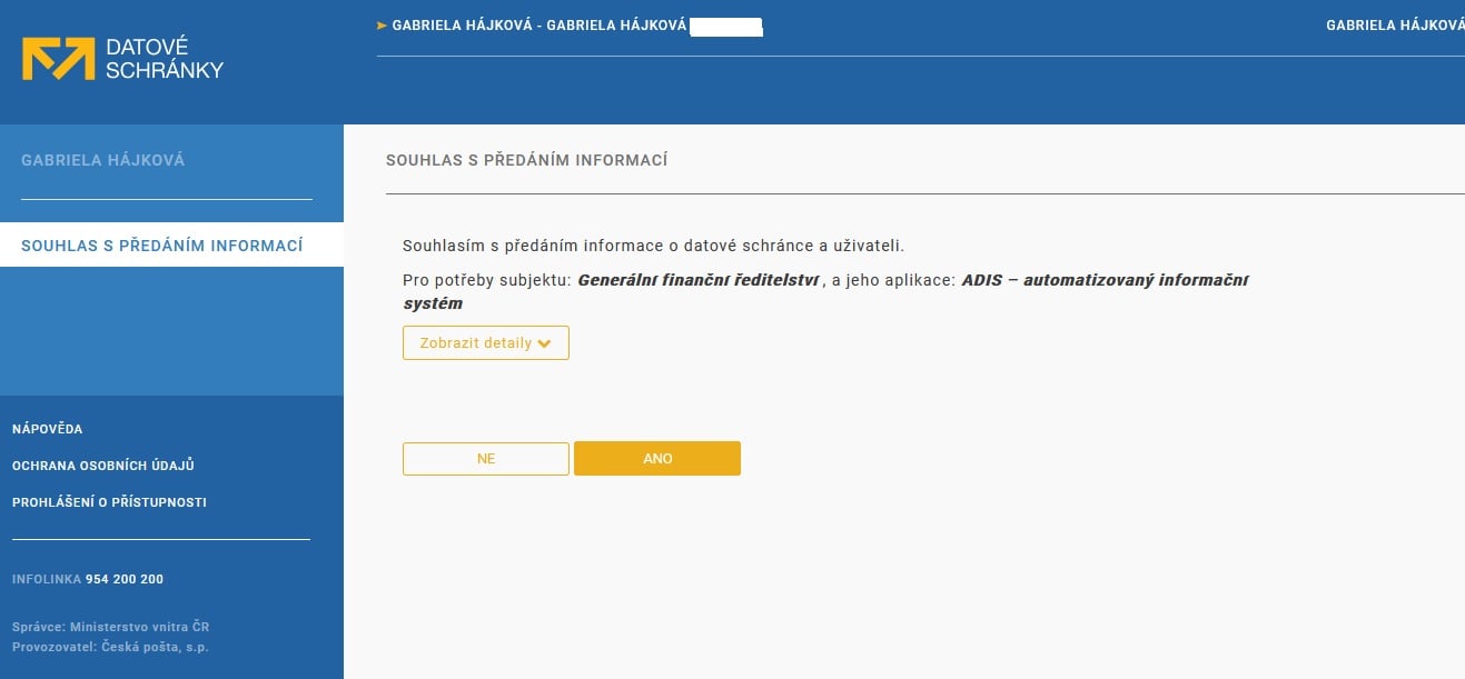 Přihlášení do online finančního úřadu přes datovou schránku OSVČ (03/2021)