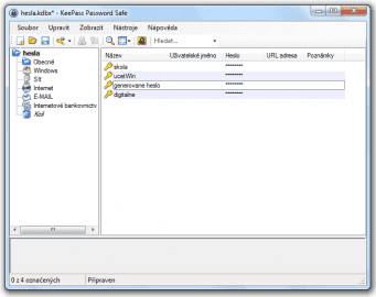 <p>Protředí aplikace KeePass - jednoduché, přehledné. Ryhle se zorientuje i nezkušený uživatel</p>