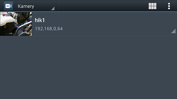 Kamera Hikvision viděná přes Synology DS cam.