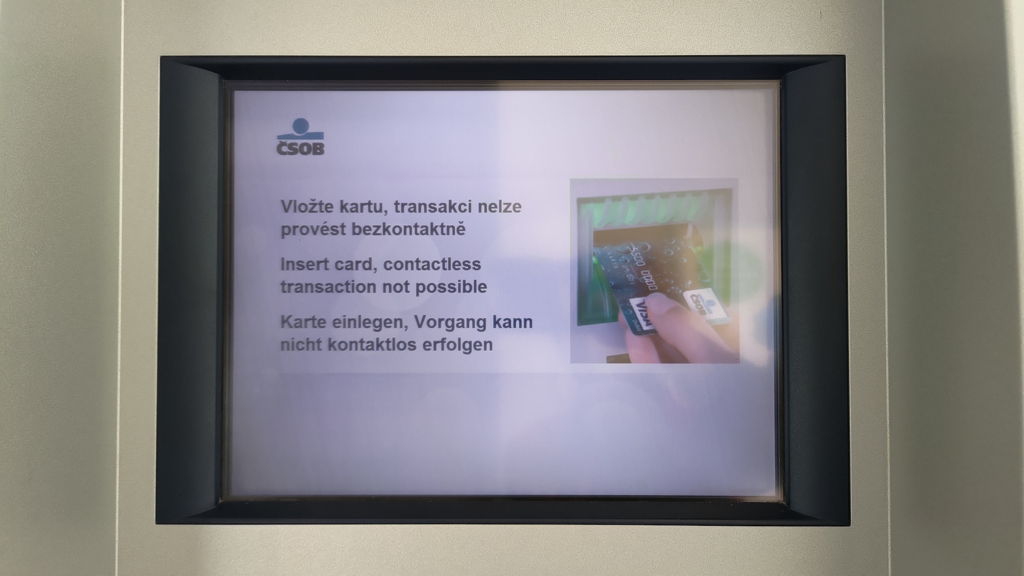 ATM ČSOB, chybové hlášení. Xiaomi Mi Smart Band 6 NFC (13. 11. 2021)