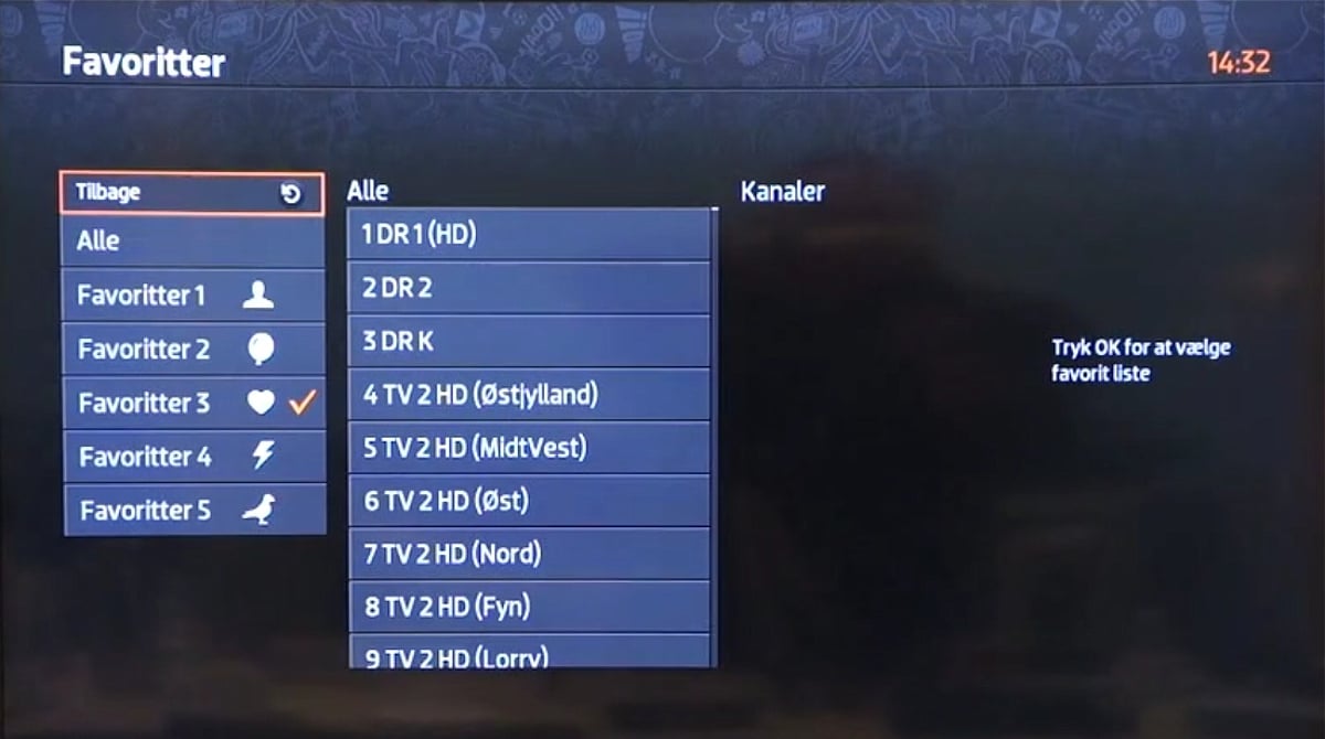 Hlavní menu, EPG, vlastní seznamy programů