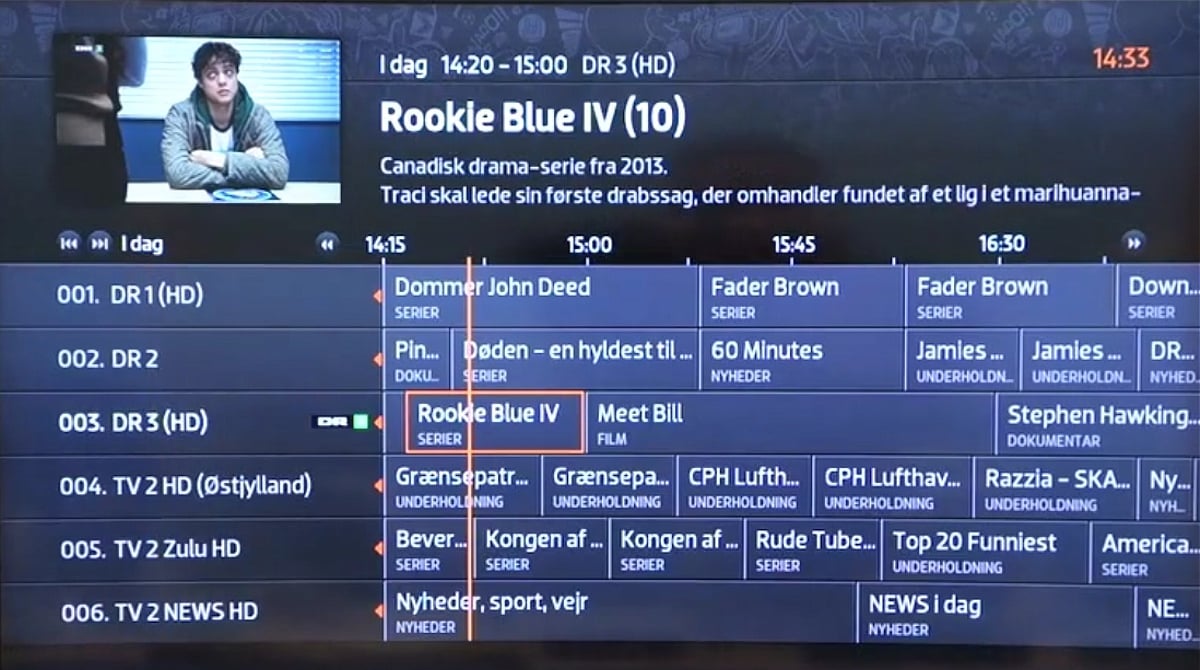 Hlavní menu, EPG, vlastní seznamy programů