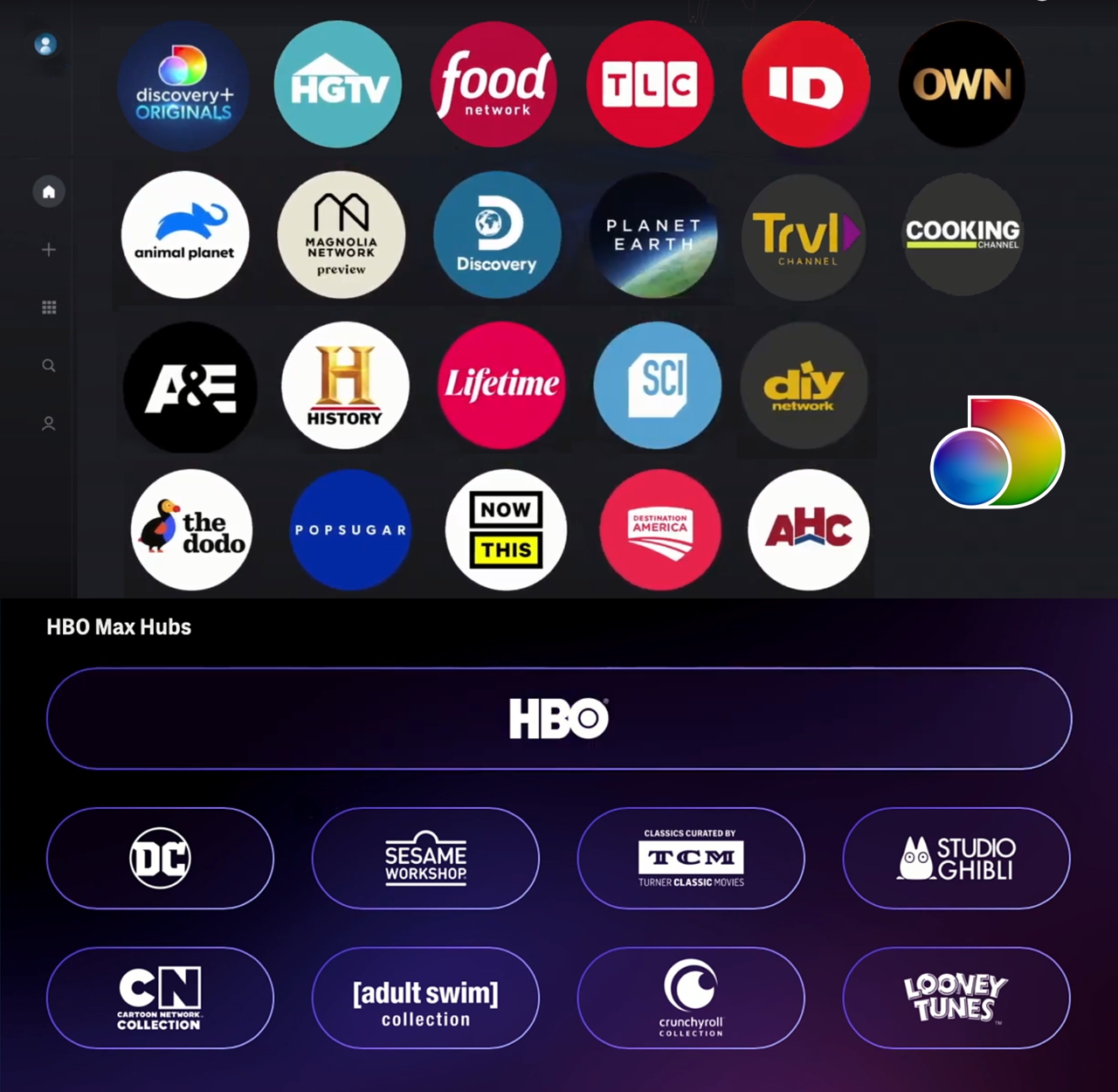 Obsah HBO Max a Discovery+ podle sekcí