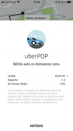 Pokud se skutečná cena bude lišit, Uber vám ji dopočítá.