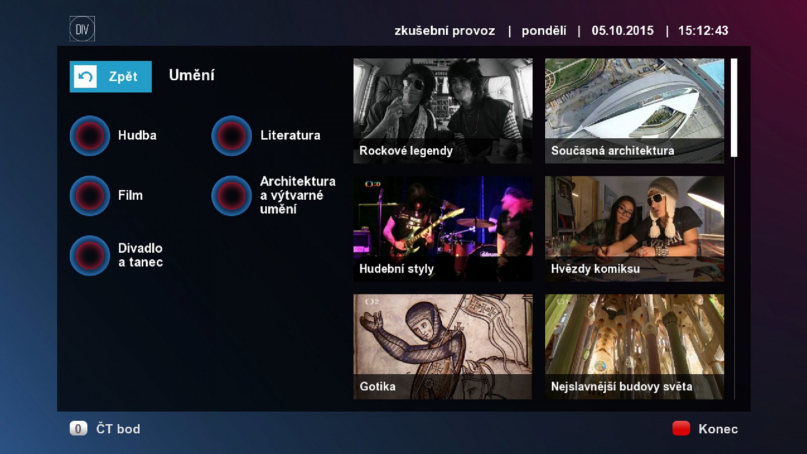 Videoplatforma "DIV - poznej svět" v hybridním vysílání ČT