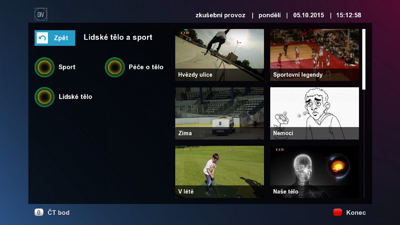 Videoplatforma "DIV - poznej svět" v hybridním vysílání ČT