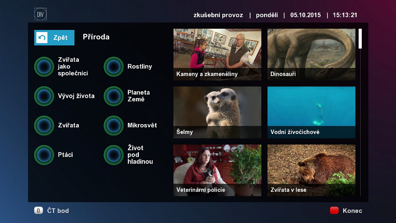 Videoplatforma "DIV - poznej svět" v hybridním vysílání ČT