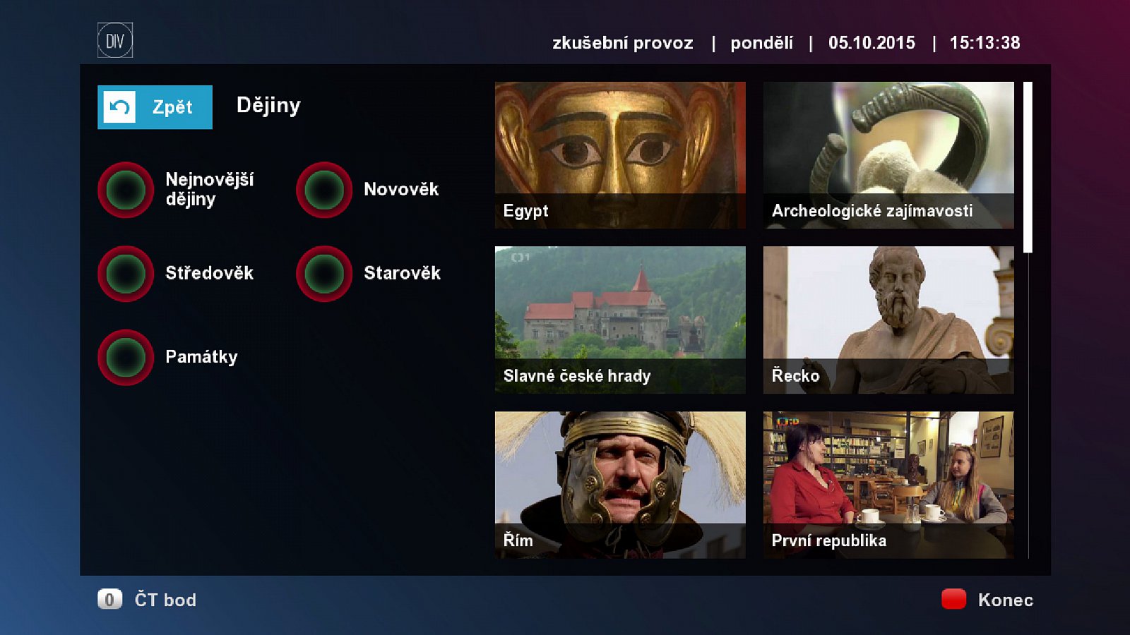 Videoplatforma "DIV - poznej svět" v hybridním vysílání ČT