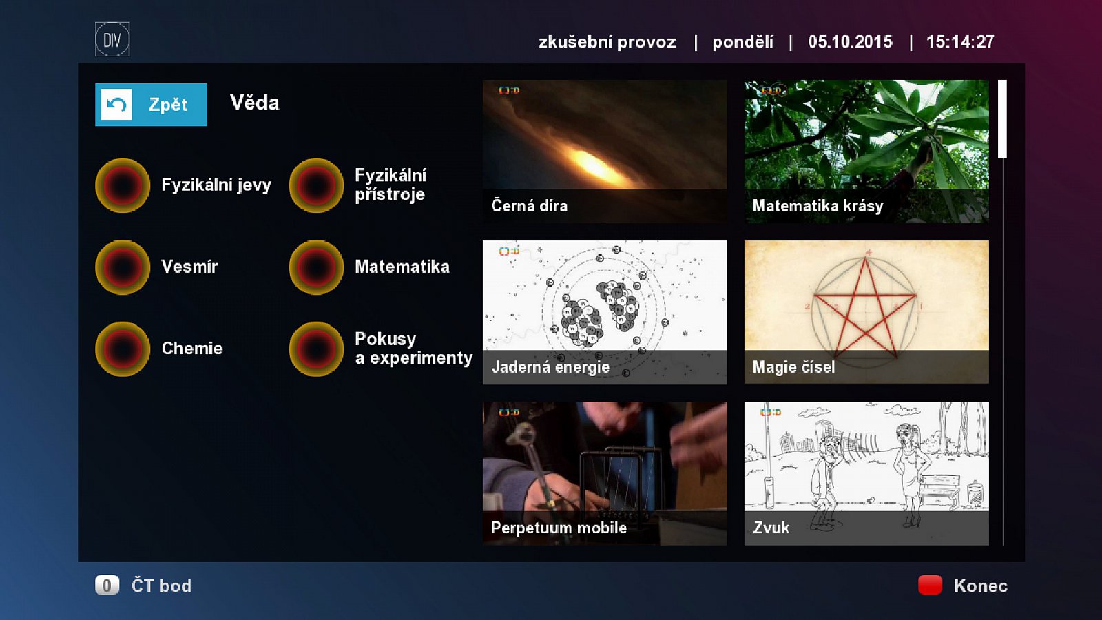 Videoplatforma "DIV - poznej svět" v hybridním vysílání ČT
