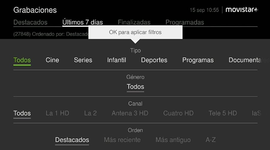 Movistar set-top box - GUI