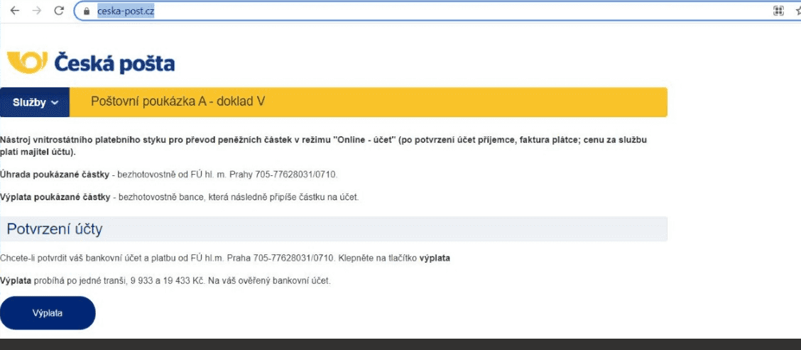 Phishing Česká pošta