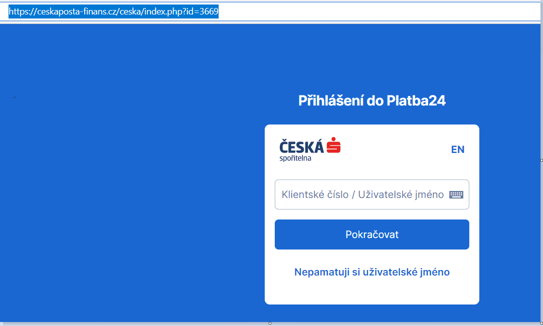Ukázka phishingu