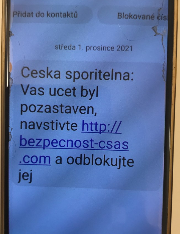 Ukázka phishingu