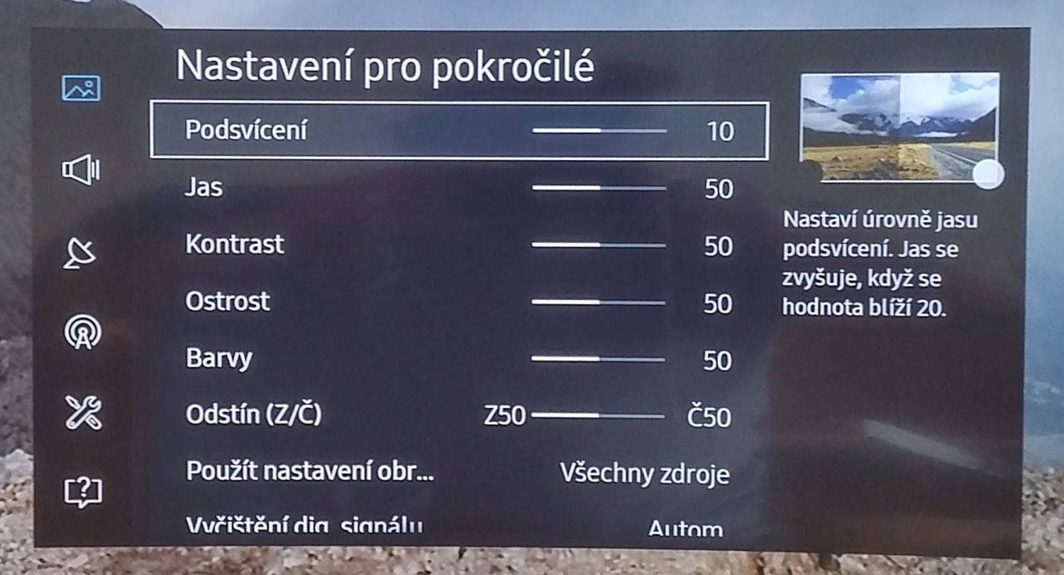 Samsung UE49K6372SU - menu nastavení