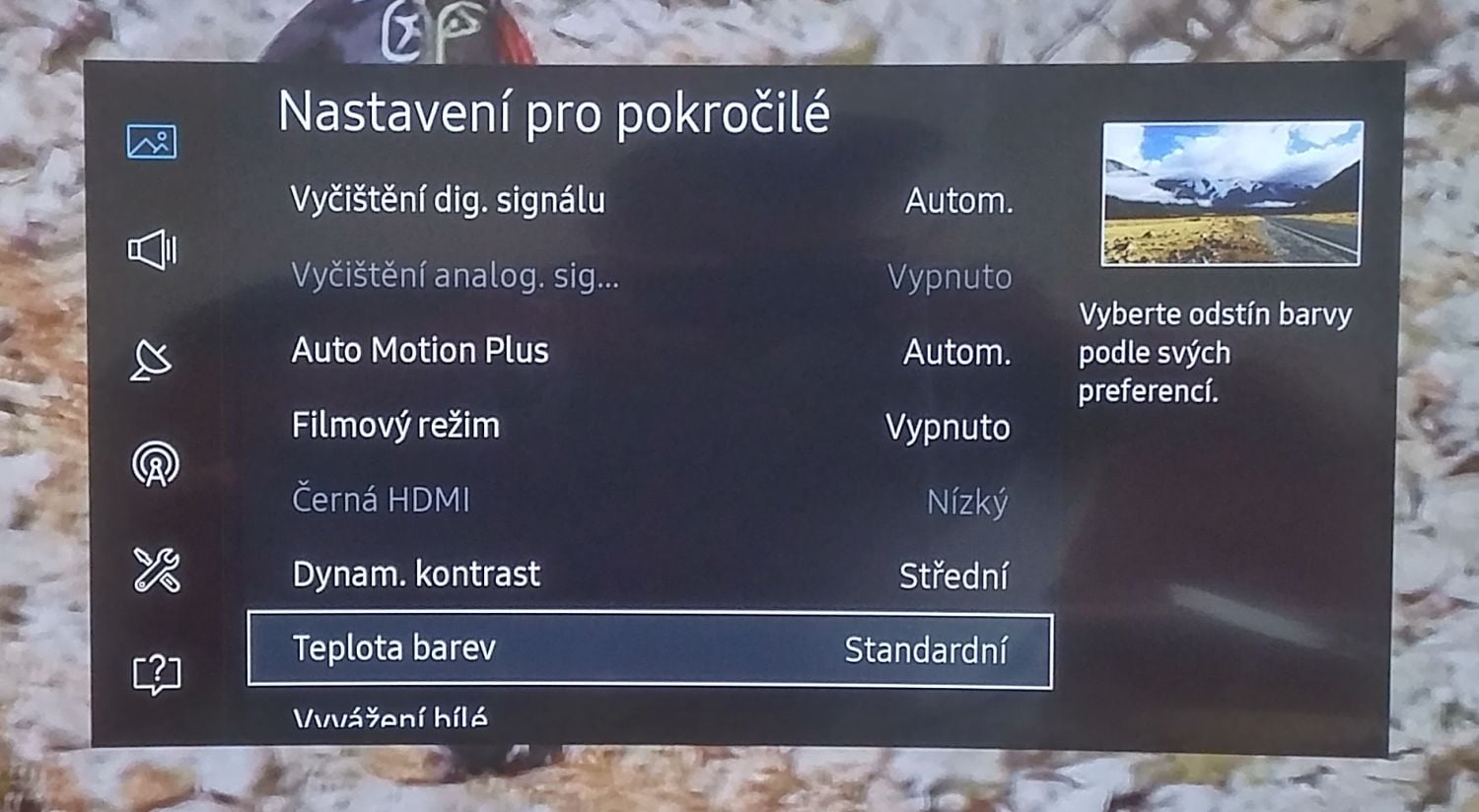 Samsung UE49K6372SU - menu nastavení