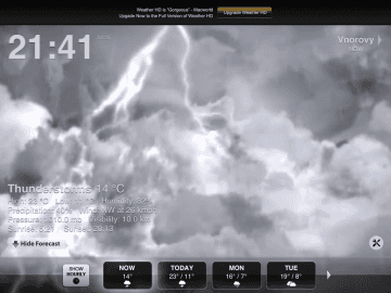 Weather HD nabízí jen základní přepověď, avšak s velmi povedenou vizualizací