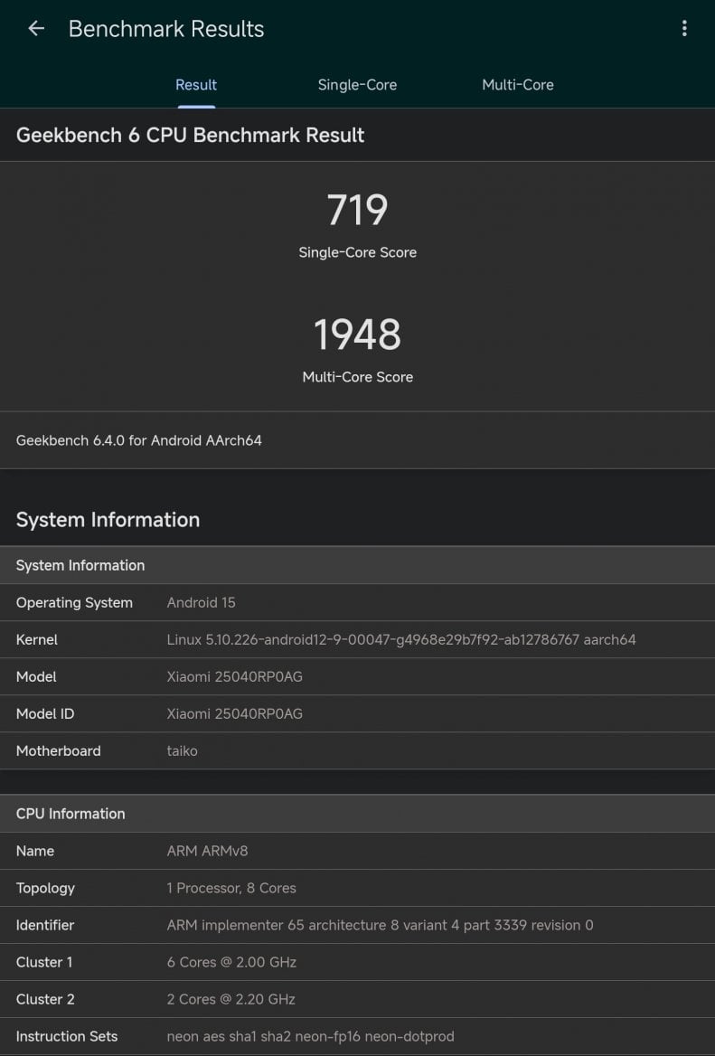 Xiaomi Redmi Pad 2 výkon benchmarku